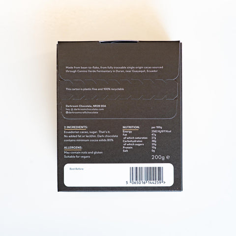 NEW 80% Ecuador Drinking Chocolate Flakes 200g